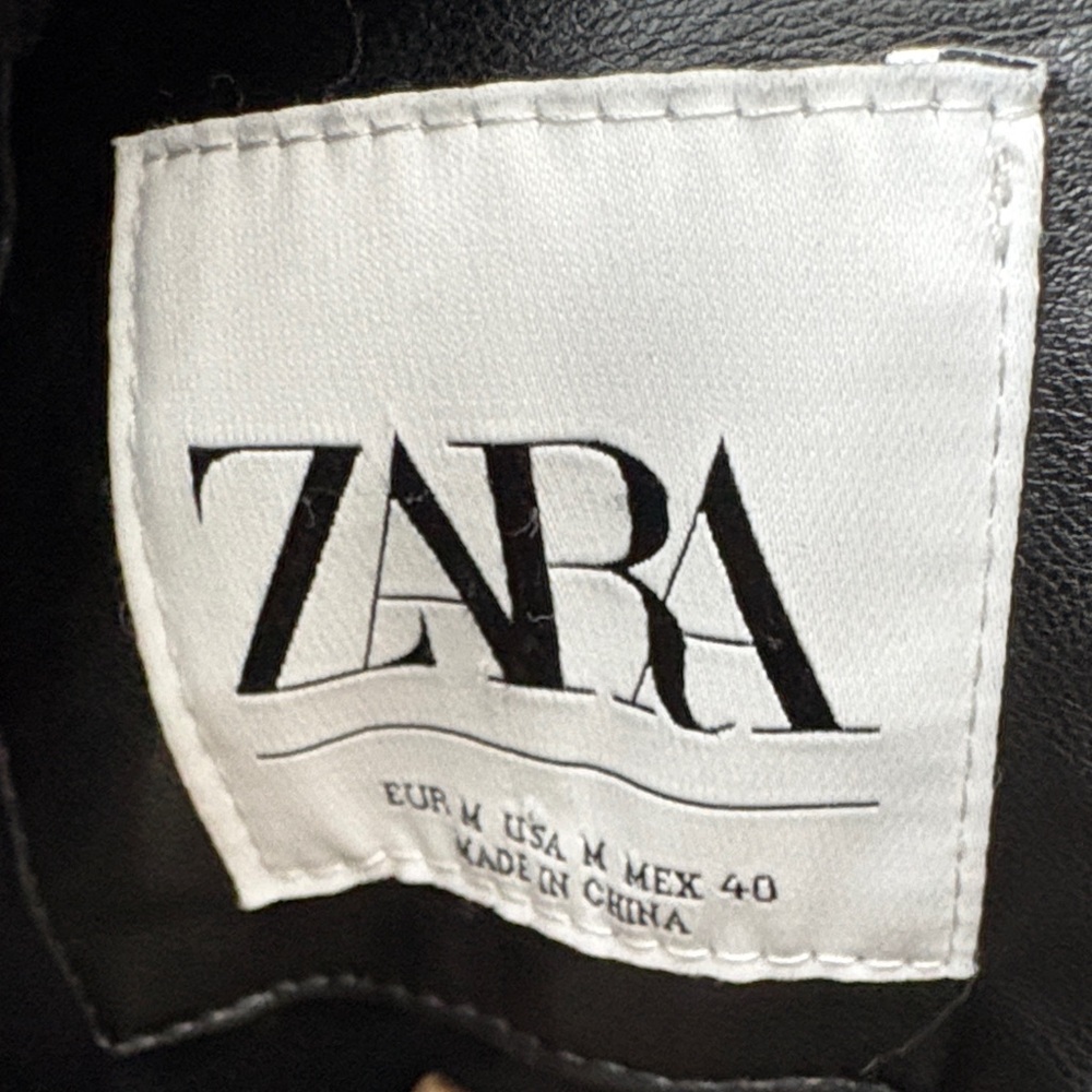 Zara Black Teddy Jacket with Faux Leather Accents - Picture 2 of 15
